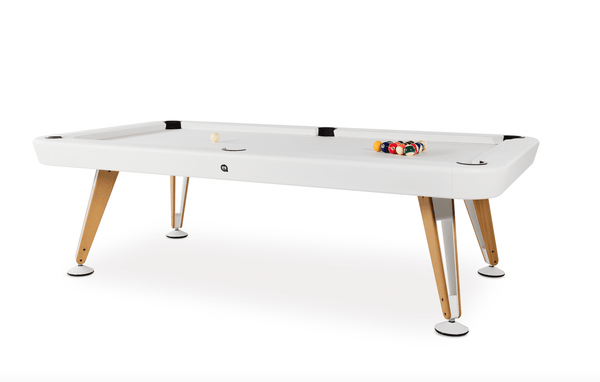 Outdoor Diagonal Pool Table - RS Barcelona - Games + Recreation - 7 ft - White Structure + Natural Cloth - HORNE