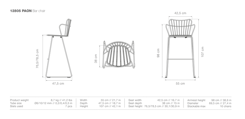 PAON Outdoor Bar Chair - HOUE - Outdoor Furniture - White - HORNE