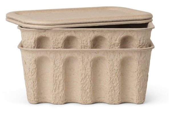 Paper Pulp Box - Set of 2 - Ferm Living - Storage + Organization - Small - HORNE