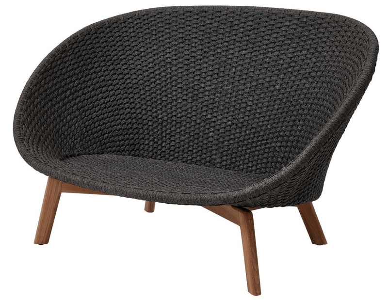 Peacock 2 - Seater Sofa, Teak Legs - Cane Line - Outdoor Furniture - Add Grey Cushions - HORNE