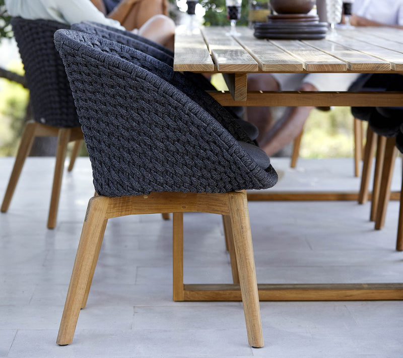 Peacock Chair With Teak Legs - Cane Line - Outdoor Furniture - Add Grey Cushion - HORNE