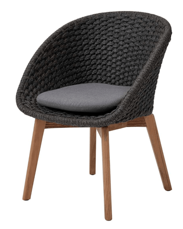 Peacock Chair With Teak Legs - Cane Line - Outdoor Furniture - Add Grey Cushion - HORNE