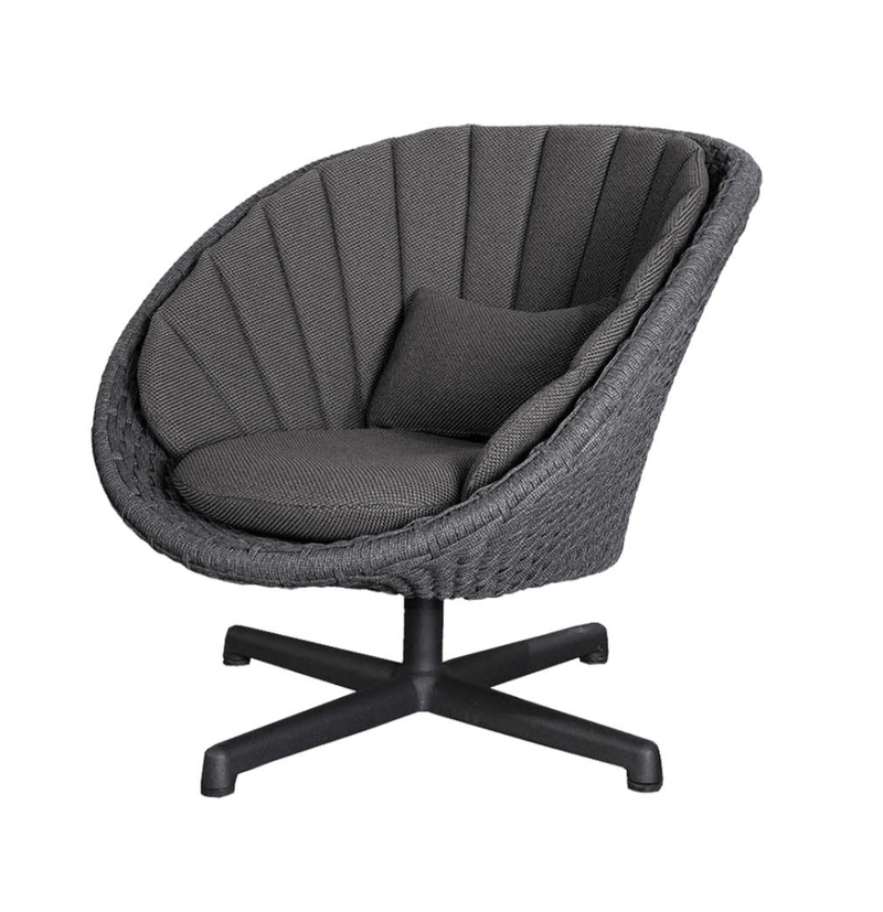 Peacock Lounge Chair w/ Swivel Base - Cane Line - Outdoor Furniture - Dark Grey Focus - HORNE