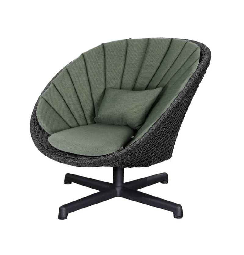 Peacock Lounge Chair w/ Swivel Base - Cane Line - Outdoor Furniture - Dark Grey Focus - HORNE
