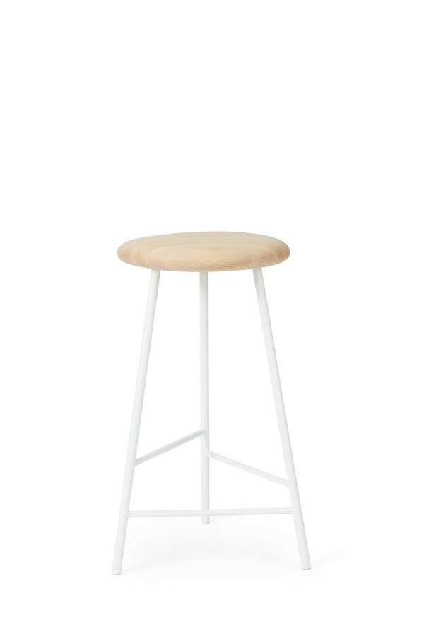 Pebble Stool - Warm Nordic - Stools + Benches + Ottomans - 25.6" - White Legs/ Ash - HORNE