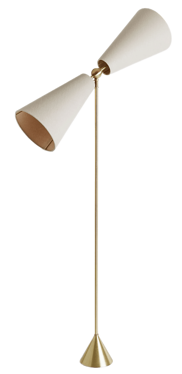 Pendolo Floor Lamp - Medium - Workstead - Floor Lamps - Natural Linen - Hewn Brass - Black Cord - HORNE