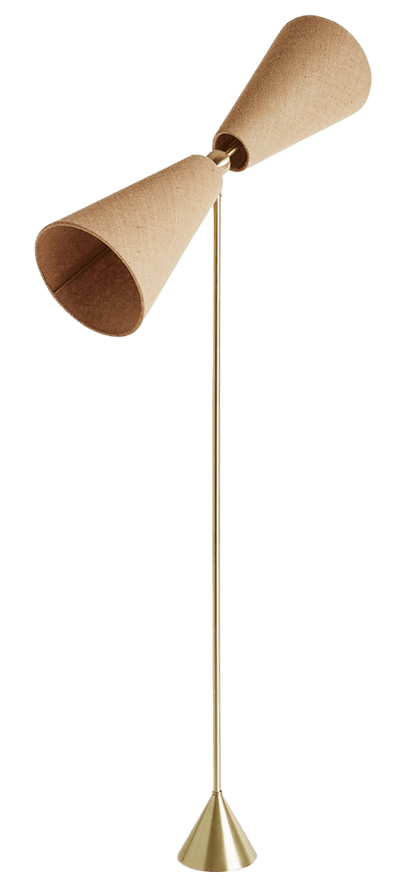 Pendolo Floor Lamp - Medium - Workstead - Floor Lamps - Natural Linen - Hewn Brass - Black Cord - HORNE
