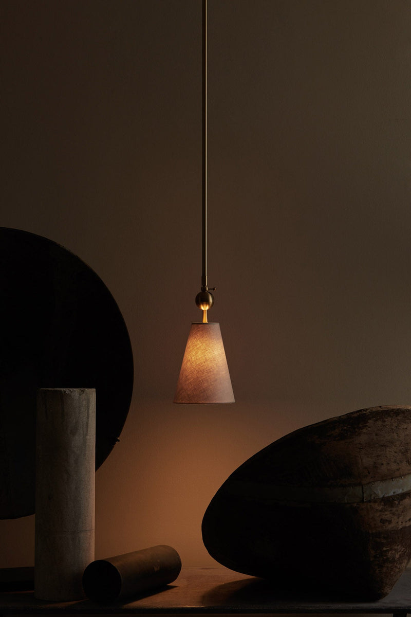 Pendolo Pendant I - Workstead Pendants - Small - Natural Linen - Hewn Brass - HORNE