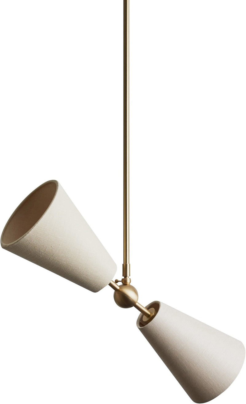 Pendolo Pendant II - Workstead Pendants - Small - Natural Linen - Hewn Brass - HORNE