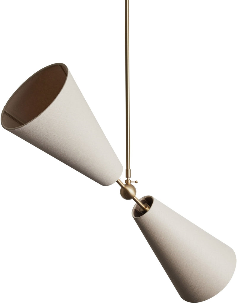 Pendolo Pendant II - Workstead Pendants - Small - Natural Linen - Hewn Brass - HORNE