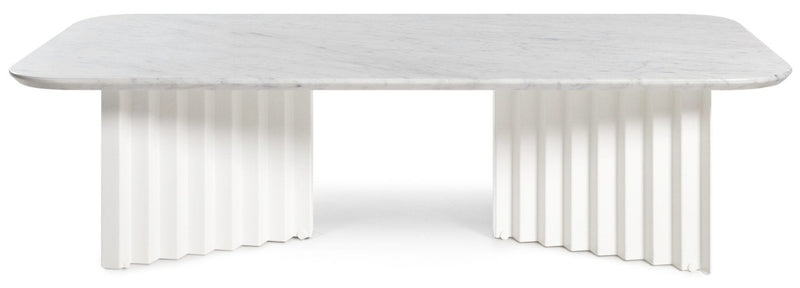 RS Barcelona Plec Rectangular Marble and Steel Top Coffee Table - white