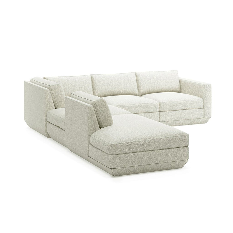 Podium Lounge Sectional: 5 - Seater - Gus* Modern - Sofas - Bayview Silver - Left Facing - HORNE