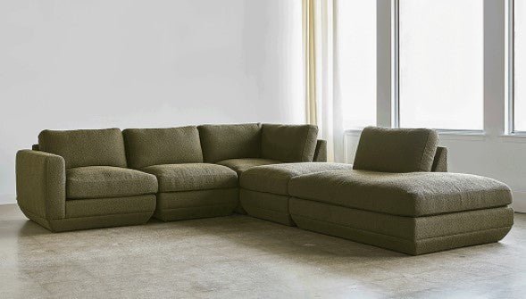Podium Lounge Sectional: 5 - Seater - Gus* Modern - Sofas - Bayview Silver - Left Facing - HORNE