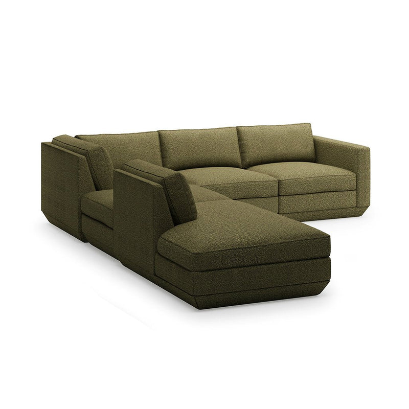 Podium Lounge Sectional: 5 - Seater - Gus* Modern - Sofas - Bayview Silver - Left Facing - HORNE