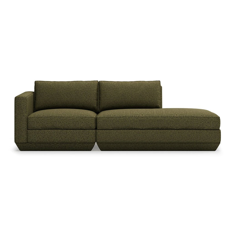 Podium Lounge Sofa: 2 - Seater - Gus* Modern - Sofas - Bayview Silver - Left Facing - HORNE