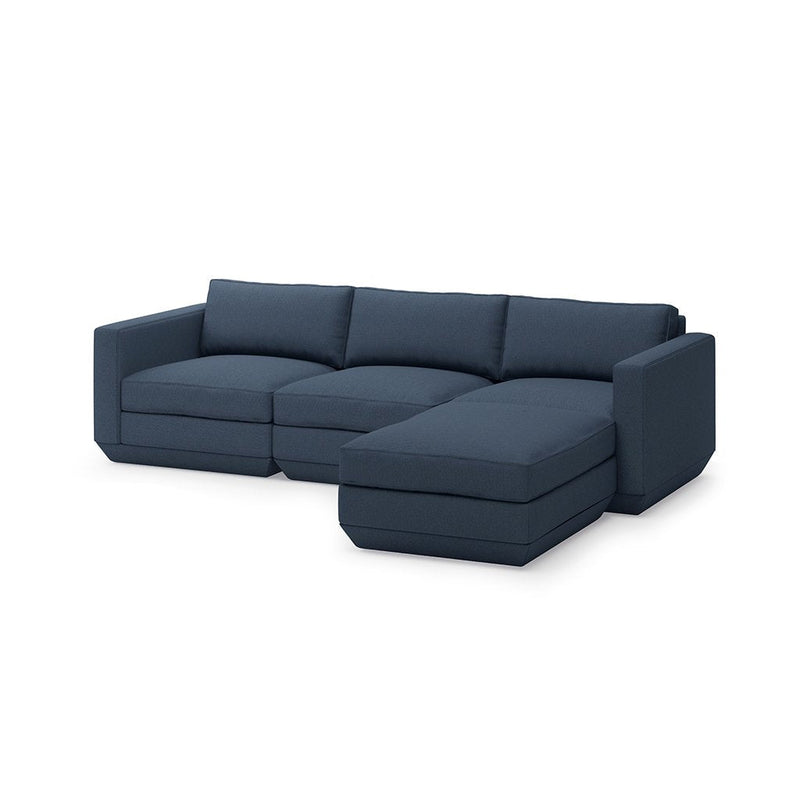 Podium Sectional: 4 - Seater - Gus* Modern - Sofas - Bayview Silver - Left Facing - HORNE