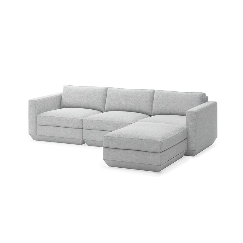 Podium Sectional: 4 - Seater - Gus* Modern - Sofas - Bayview Silver - Left Facing - HORNE