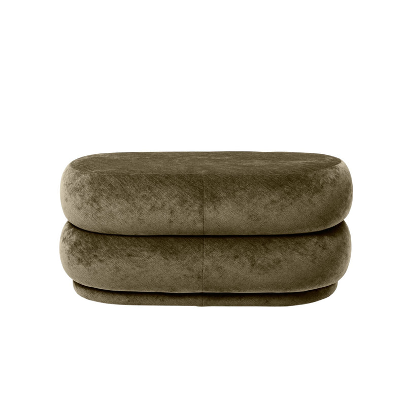 Pouf Oval Faded Velvet - Medium - Ferm Living - Stools + Benches + Ottomans - Beige - HORNE