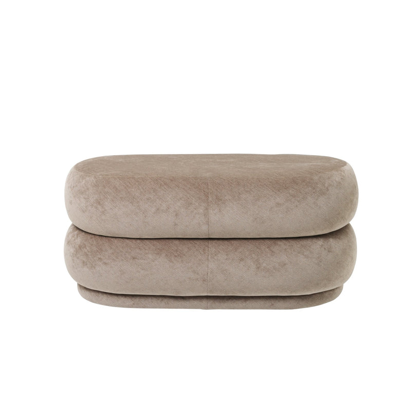 Pouf Oval Faded Velvet - Medium - Ferm Living - Stools + Benches + Ottomans - Beige - HORNE