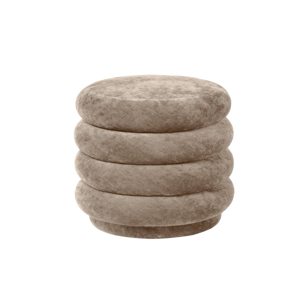 Pouf Oval Faded Velvet - Small - Ferm Living - Stools + Benches + Ottomans - Beige - HORNE
