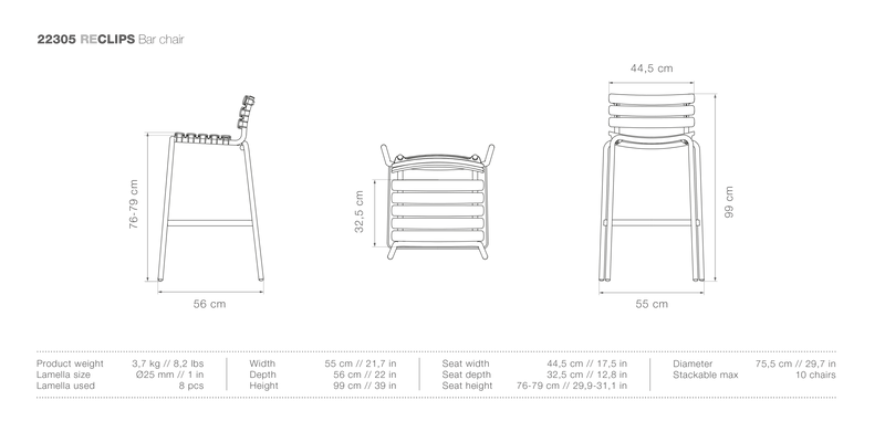 ReCLIPS Outdoor Bar Chair - HOUE - Outdoor Furniture - Black - HORNE