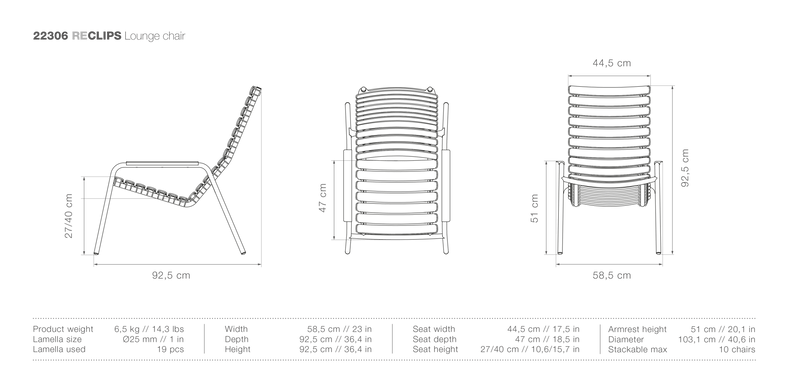 ReCLIPS Outdoor Lounge Chair - HOUE - Outdoor Furniture - Sky Blue - Bamboo - HORNE