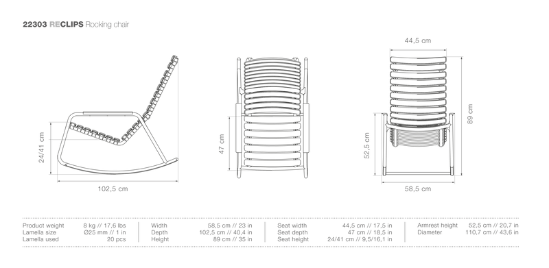 ReCLIPS Outdoor Rocking Chair - HOUE - Outdoor Furniture - Sky Blue - Bamboo - HORNE
