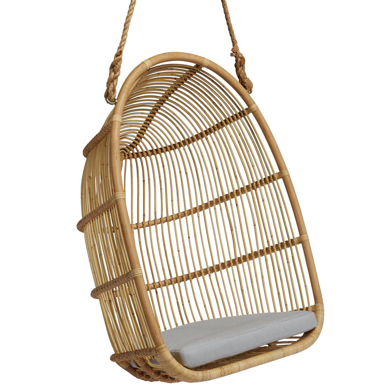 Renoir Rattan Hanging Swing Chair - Sika Design - Chairs - Antique - Tempotest White Canvas - HORNE