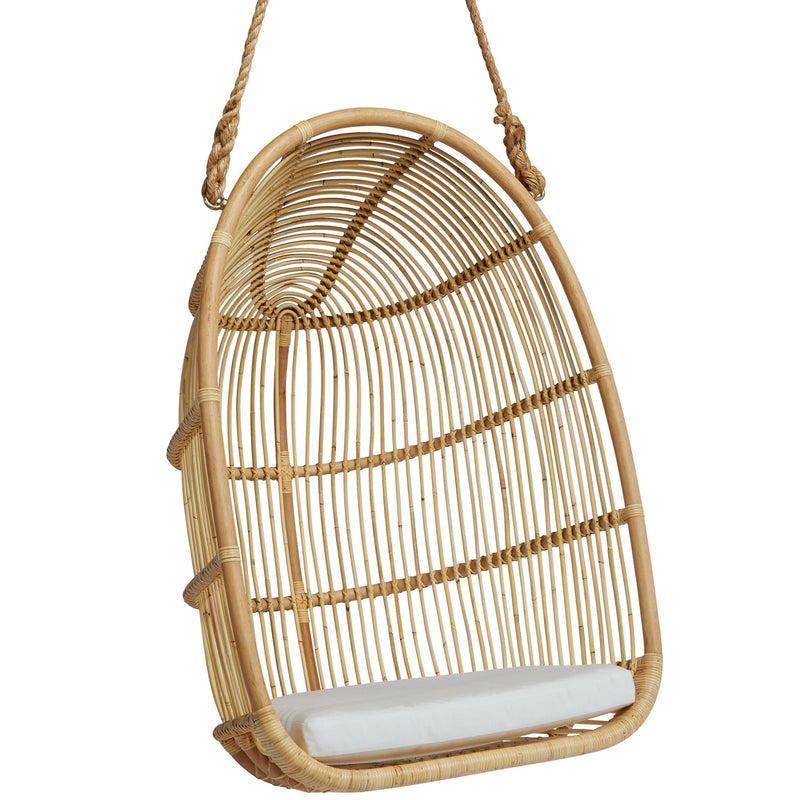 Renoir Rattan Hanging Swing Chair - Sika Design - Chairs - Antique - Tempotest White Canvas - HORNE