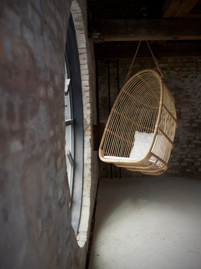 Renoir Rattan Hanging Swing Chair - Sika Design - Chairs - Antique - Tempotest White Canvas - HORNE