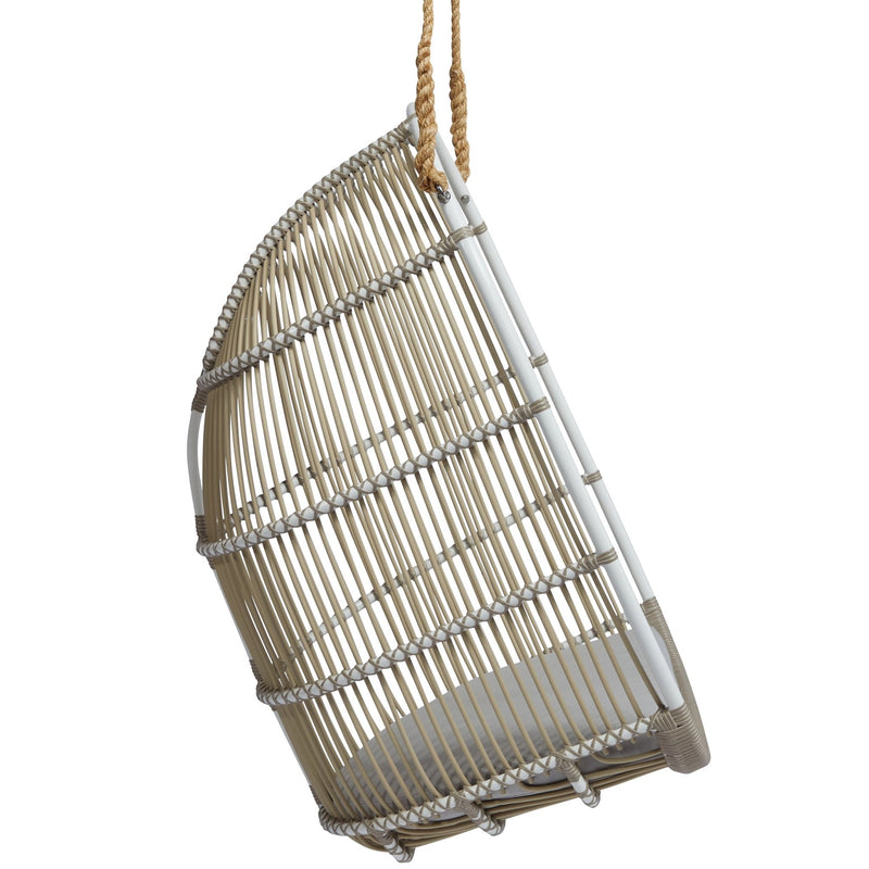 Renoir Rattan Hanging Swing Chair - Exterior - Sika Design - Outdoor Furniture - Natural - Tempotest White Canvas - HORNE