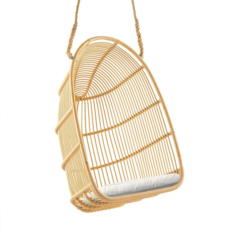 Renoir Rattan Hanging Swing Chair - Exterior - Sika Design - Outdoor Furniture - Natural - Tempotest White Canvas - HORNE
