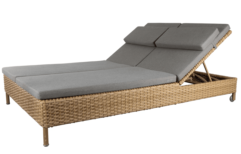 Rest Sunbed - Double - Cane Line - Outdoor Furniture - Natural Frame w/ Taupe Natté Cushion - HORNE