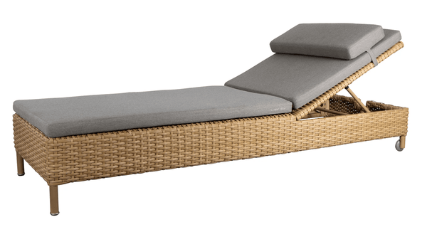 Rest Sunbed - Single - Cane Line - Outdoor Furniture - Natural Frame w/ Taupe Natté Cushion - HORNE