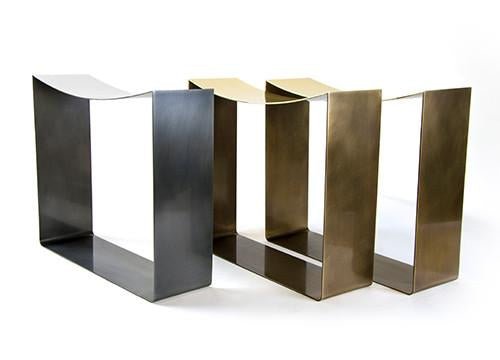 Ribbon Stool - Gentner Design - Stools + Benches + Ottomans - darkened stainless steel with polished stainless steel seat - HORNE