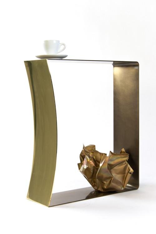 Ribbon Stool - Gentner Design - Stools + Benches + Ottomans - darkened stainless steel with polished stainless steel seat - HORNE