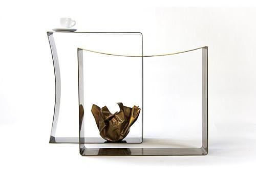 Ribbon Stool - Gentner Design - Stools + Benches + Ottomans - darkened stainless steel with polished stainless steel seat - HORNE