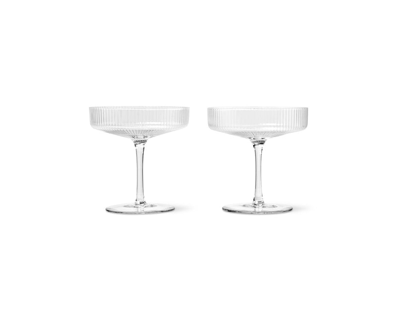 Ripple Champagne Saucer - Set of 2 - Ferm Living - Carafes + Pitchers - Smoked Grey - HORNE