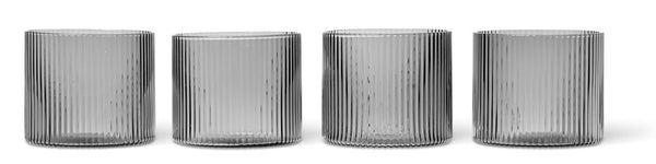 Ripple Low Glasses - Set of 4 - Ferm Living Glassware - Smoked Grey - HORNE