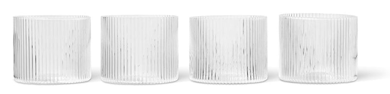 Ripple Low Glasses - Set of 4 - Ferm Living Glassware - Clear - HORNE