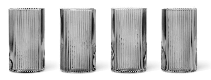 Ripple Verrines - Set of 4 - Ferm Living  Glassware - Smoked Grey - HORNE