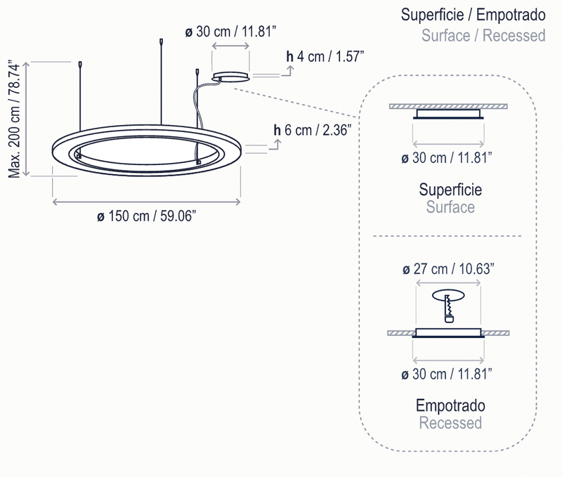 Roda S/150 LED Dimmable Pendant - Bover - Pendants - Cream - Surface Canopy - HORNE