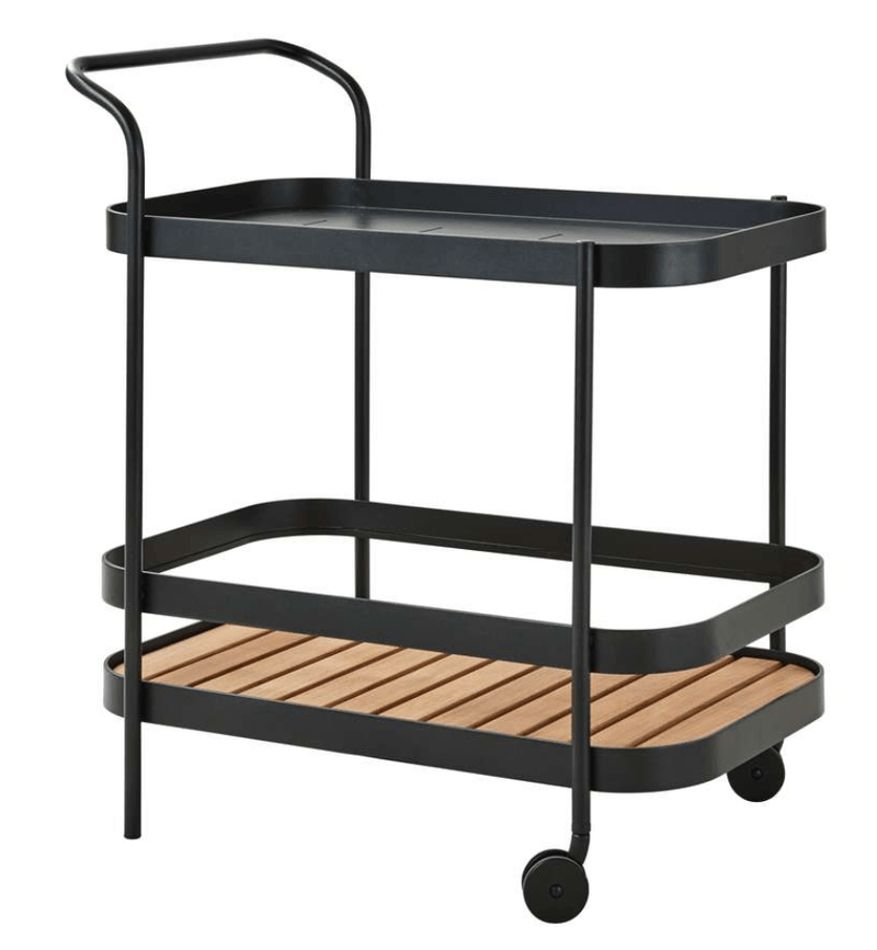 Roll Bar Trolley With Teak - Cane Line - Outdoor Furniture - Lava - HORNE