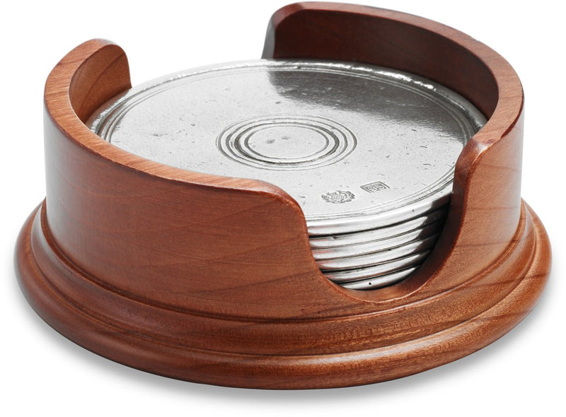 Round Coasters with Wood Base - Set of 6