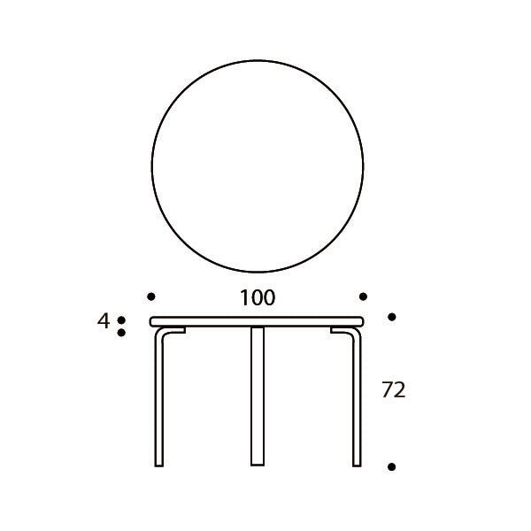 Round Table 90A by Alvar Aalto - Artek Tables + Desks - White Laminate Top - HORNE