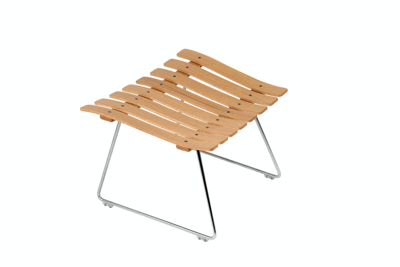 Scandia Ottoman - Fjordfiesta - Stools + Benches + Ottomans - Oak - Chrome - HORNE