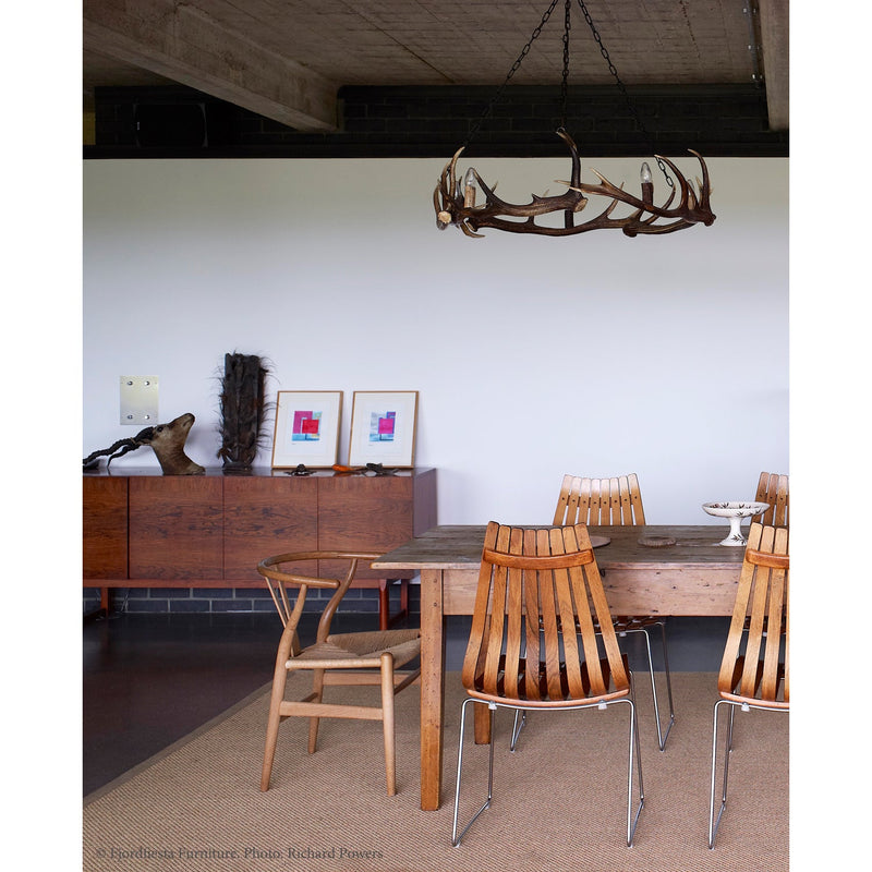 Scandia Prince Stackable Highback Chair - Fjordfiesta - Chairs - Oak Veneer with Satin Chrome Base - HORNE