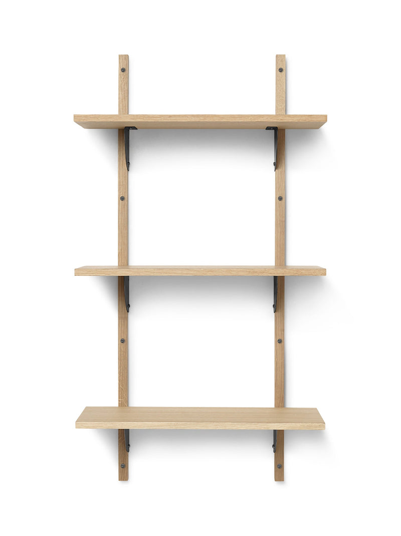 Sector Triple Narrow - Ferm Living - Shelving - Dark Stained Ash/Black Brass - HORNE