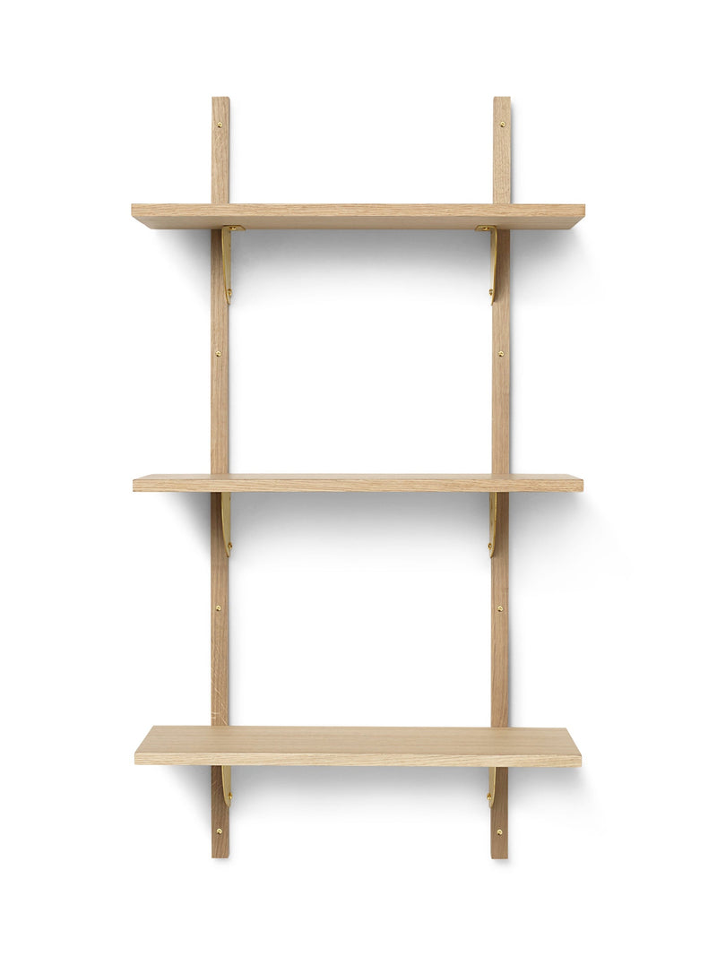 Sector Triple Narrow - Ferm Living - Shelving - Dark Stained Ash/Black Brass - HORNE
