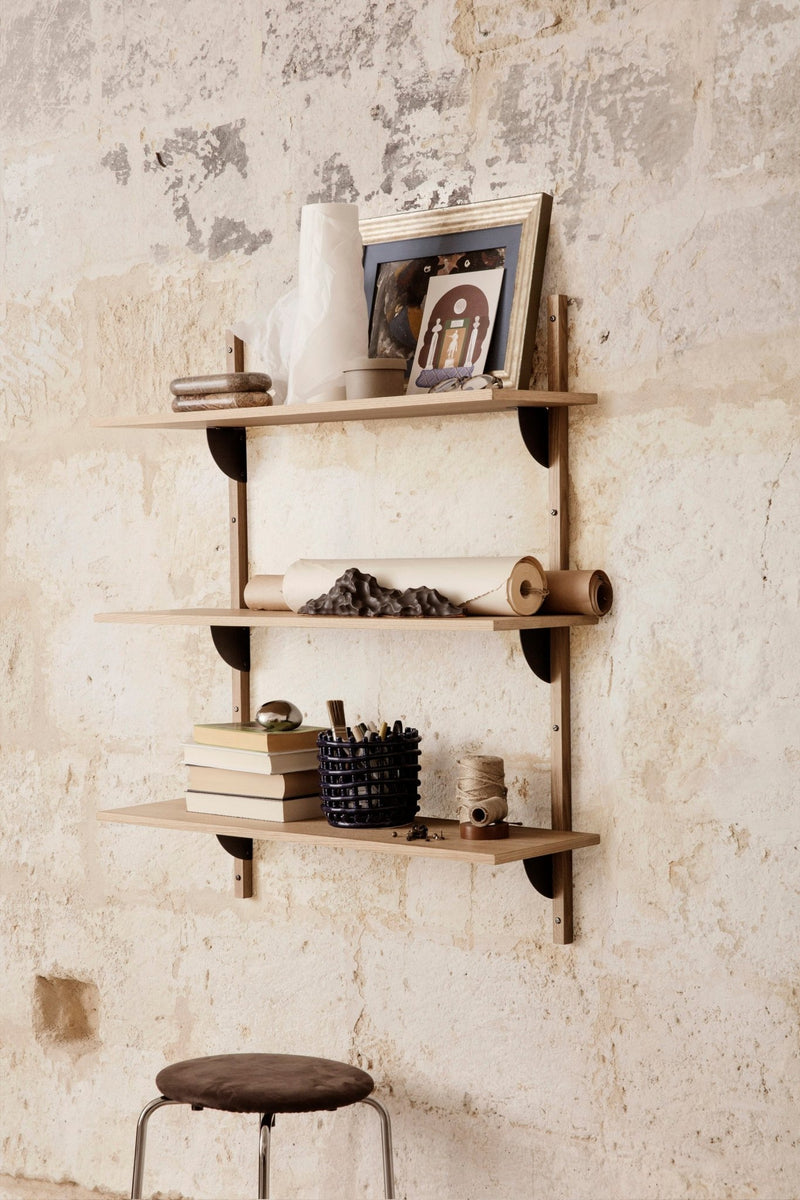 Sector Triple Wide - Ferm Living - Shelving - Natural Oak/Brass - HORNE